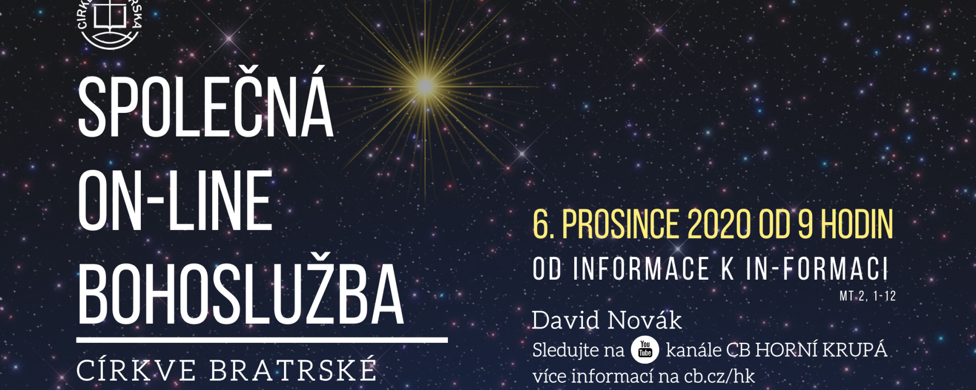 Společná on-line bohoslužba Církve bratrské